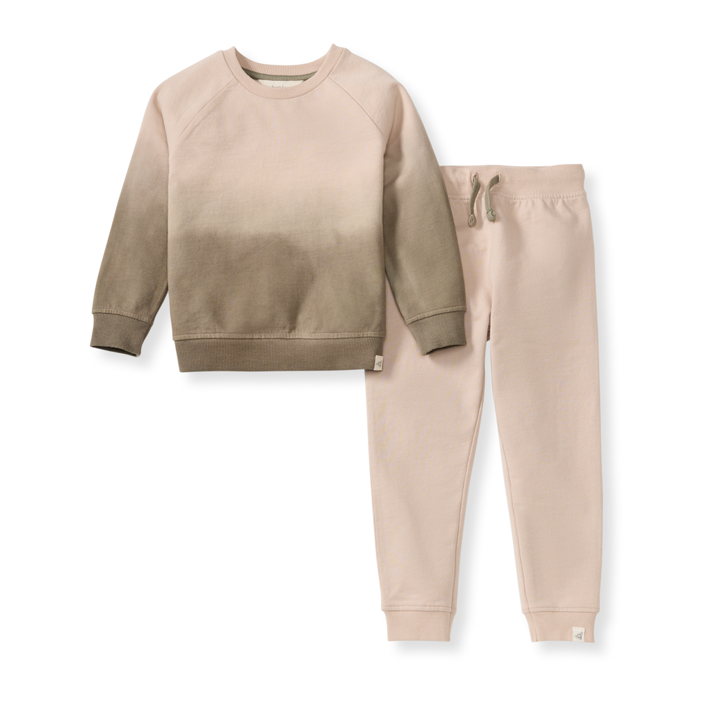Dip Dye Infant Sweatshirt Set: Soft Mocha