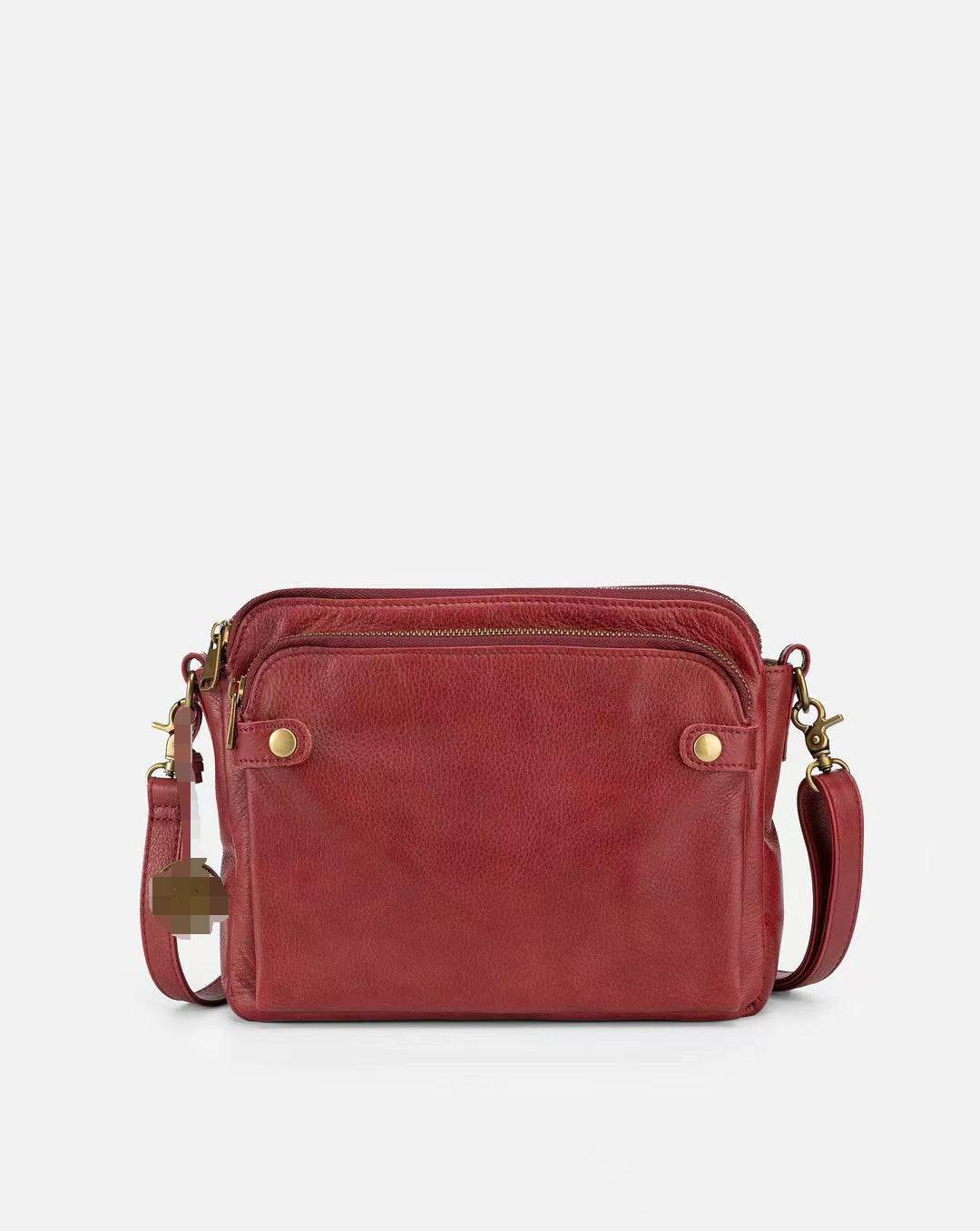 Vintage Three Layer Leather Messenger Women Bag