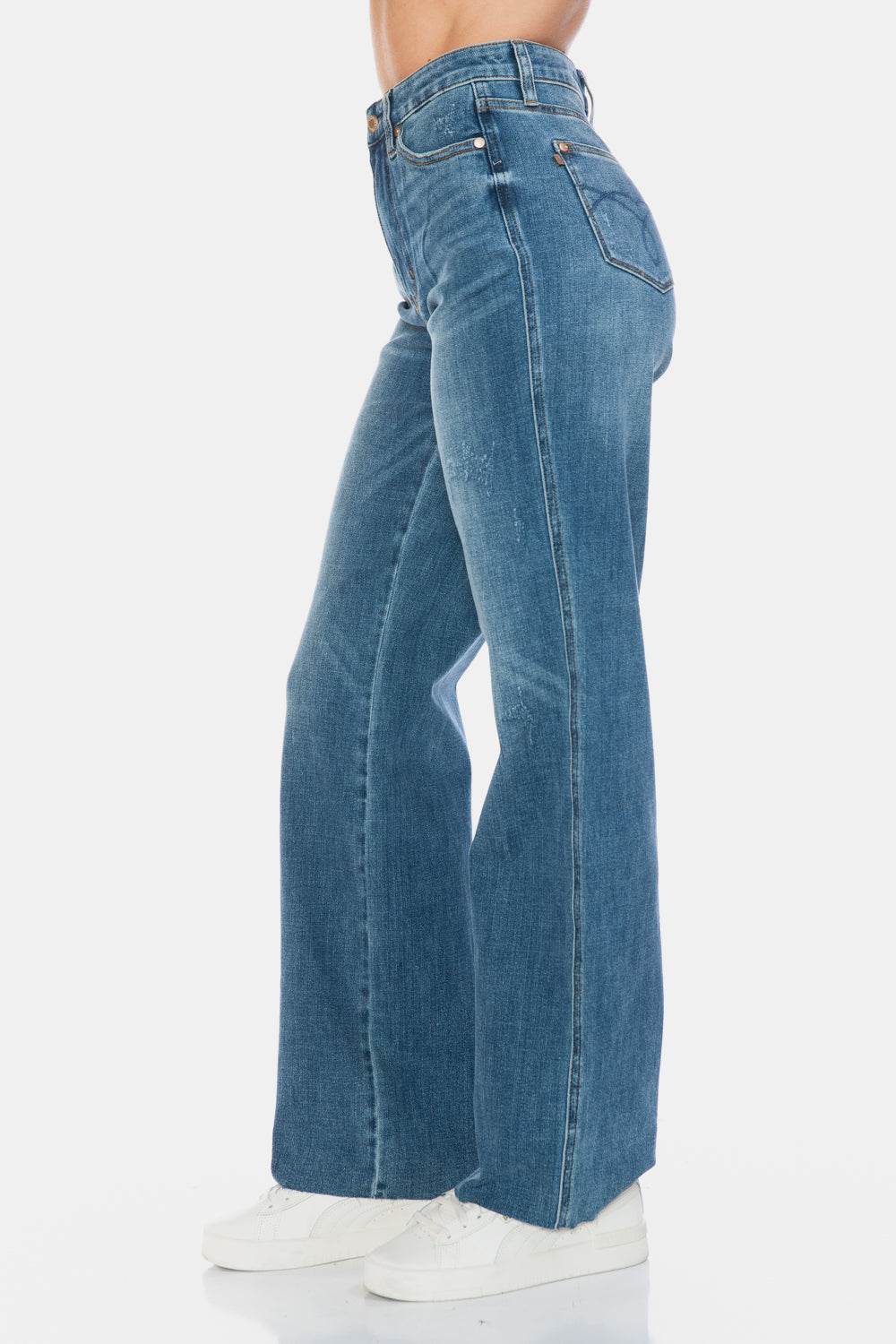Judy Blue Full Size Tummy Control Cut Raw Hem Straight Women Jeans