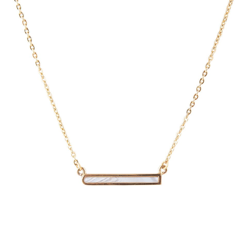 Dainty Botswana Agate Bar Necklace