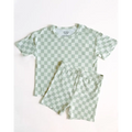 Sage Checkerboard Short Set for Kids