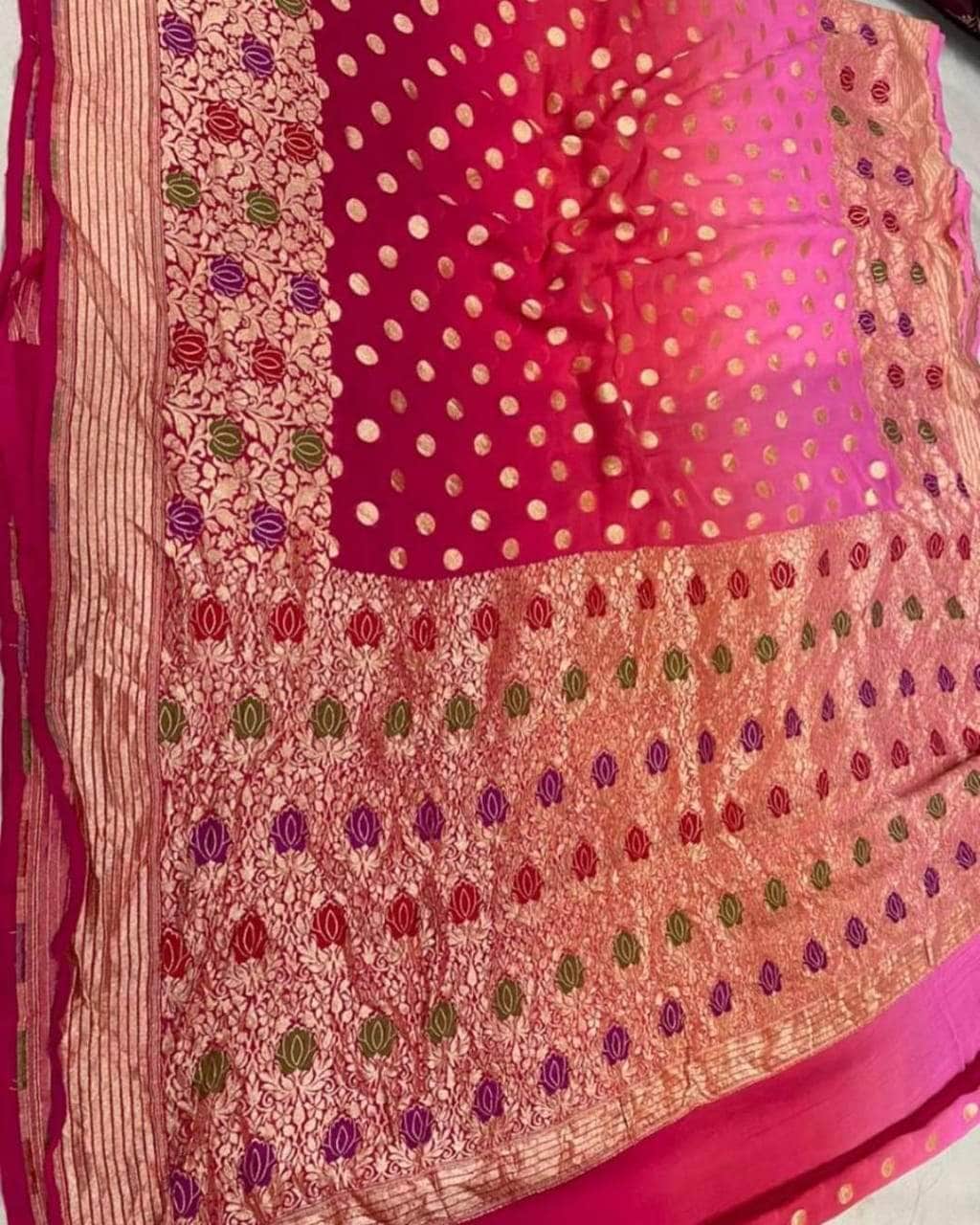 Designer Banarasi  Georgette Chiffon - Silk Saree with meenakari work