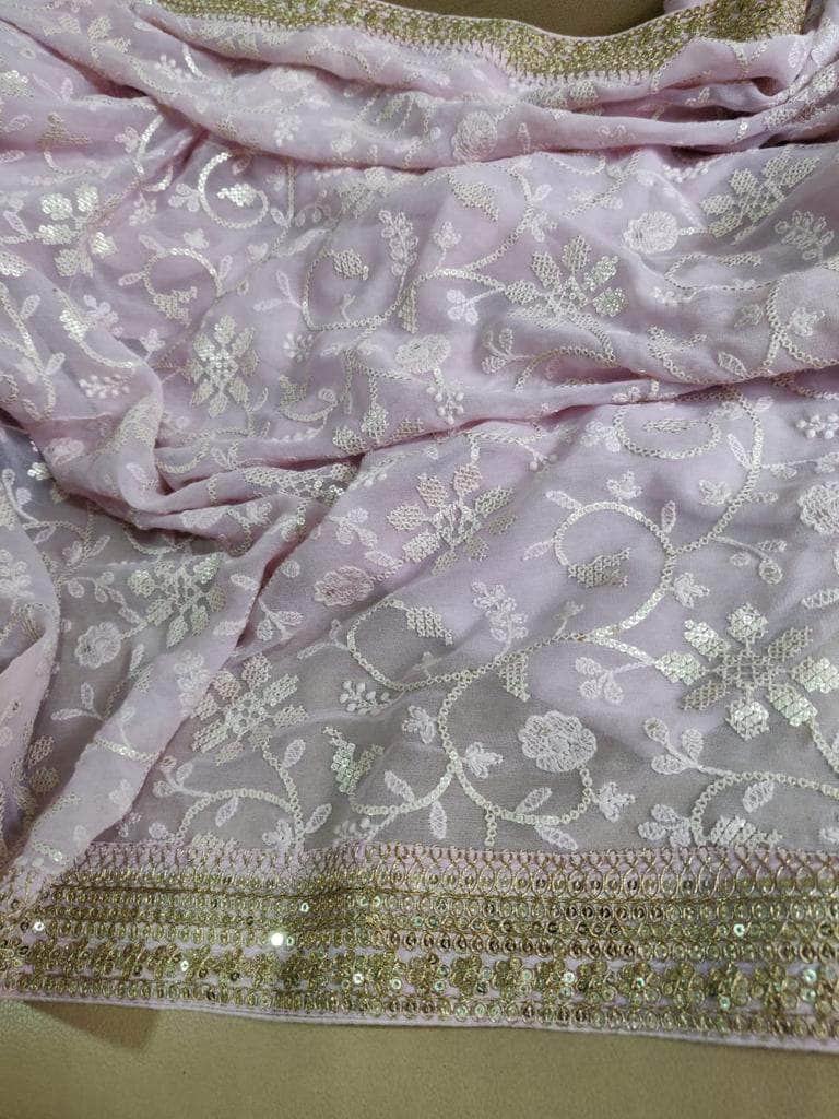 Designer Georgette Chikankari Saree with Sequin  Work