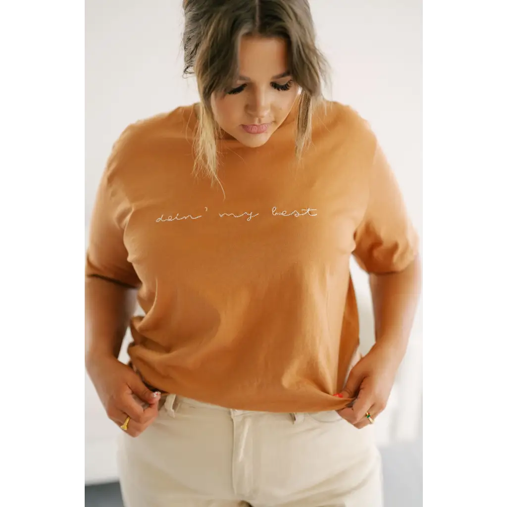 Doin' My Best Embroidered Cotton T-Shirt