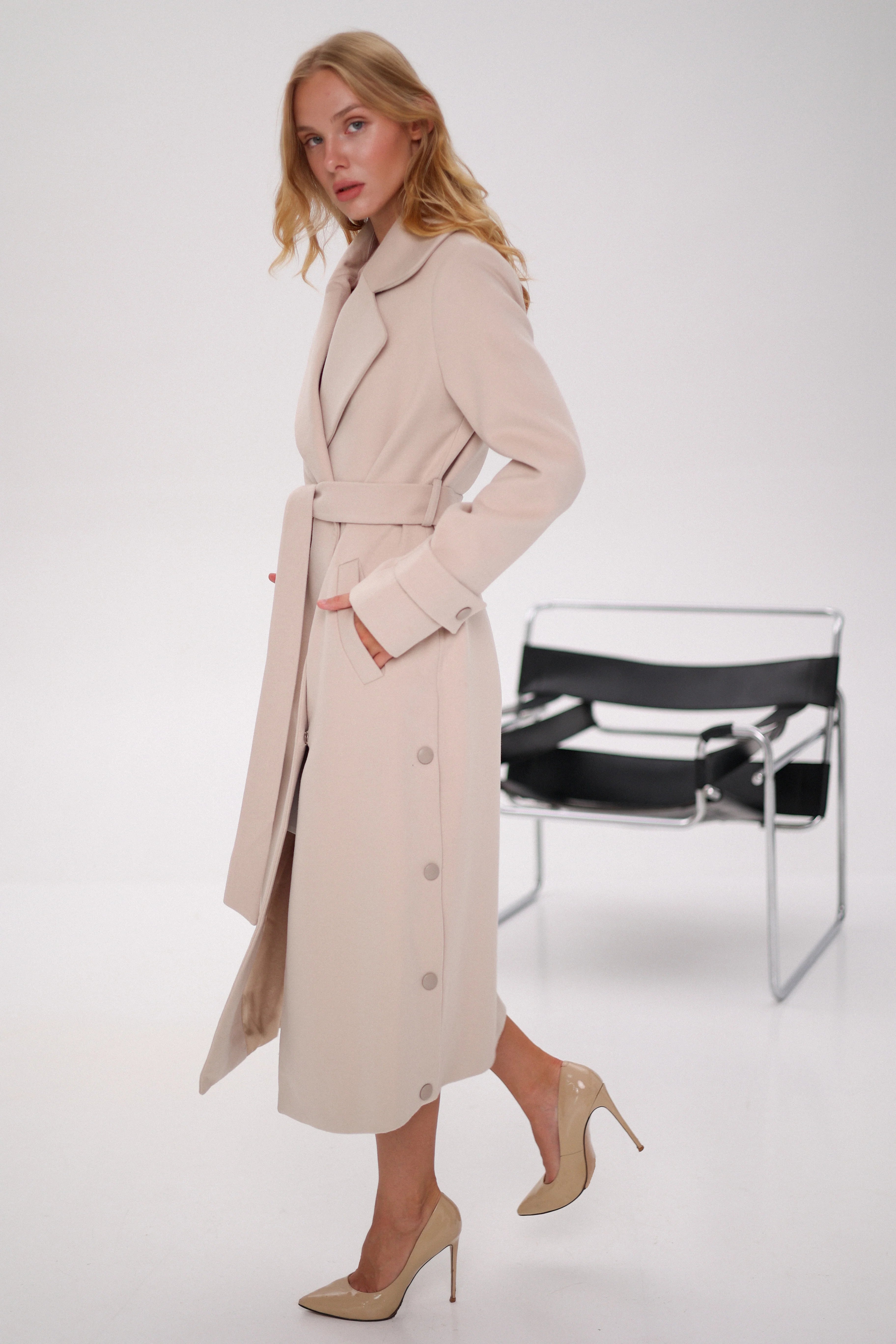Camille Cashmere Blend Coat in Beige