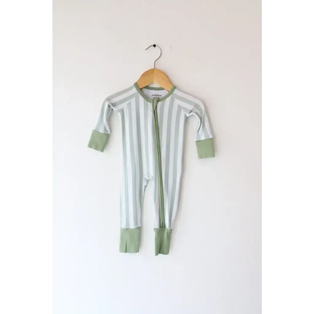 Green Striped Bamboo Baby Sleeper