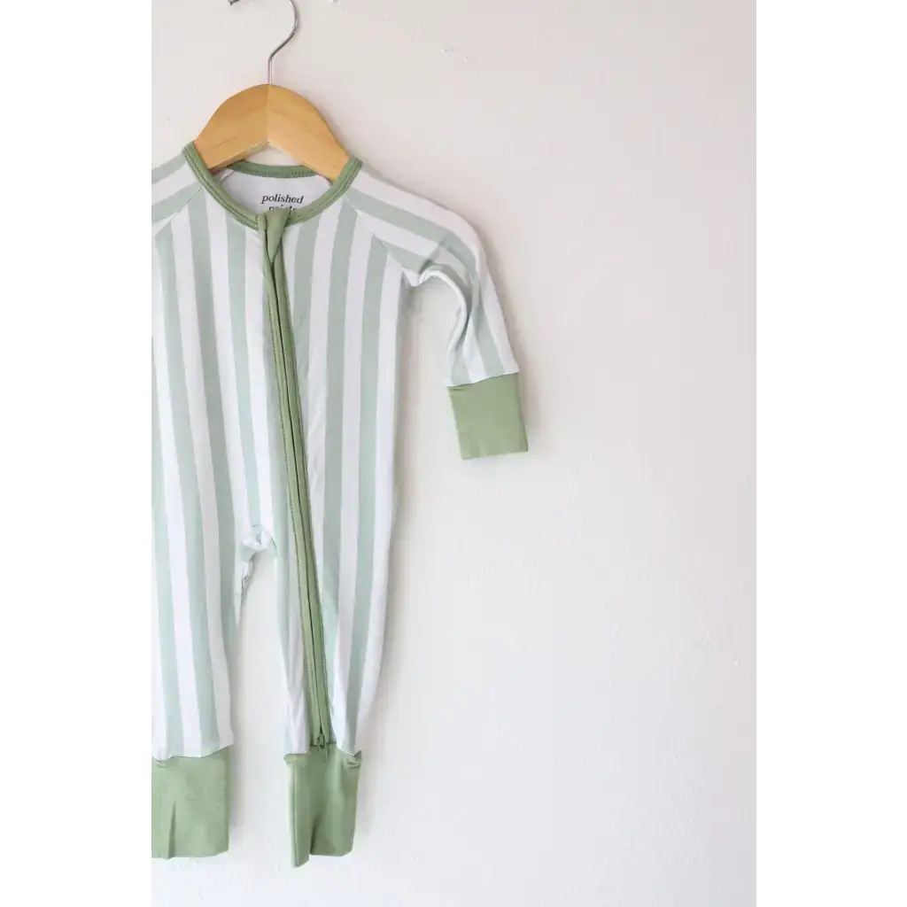 Green Striped Bamboo Baby Sleeper