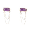 Hammered Purple Amethyst and Sterling Silver Stud Earrings