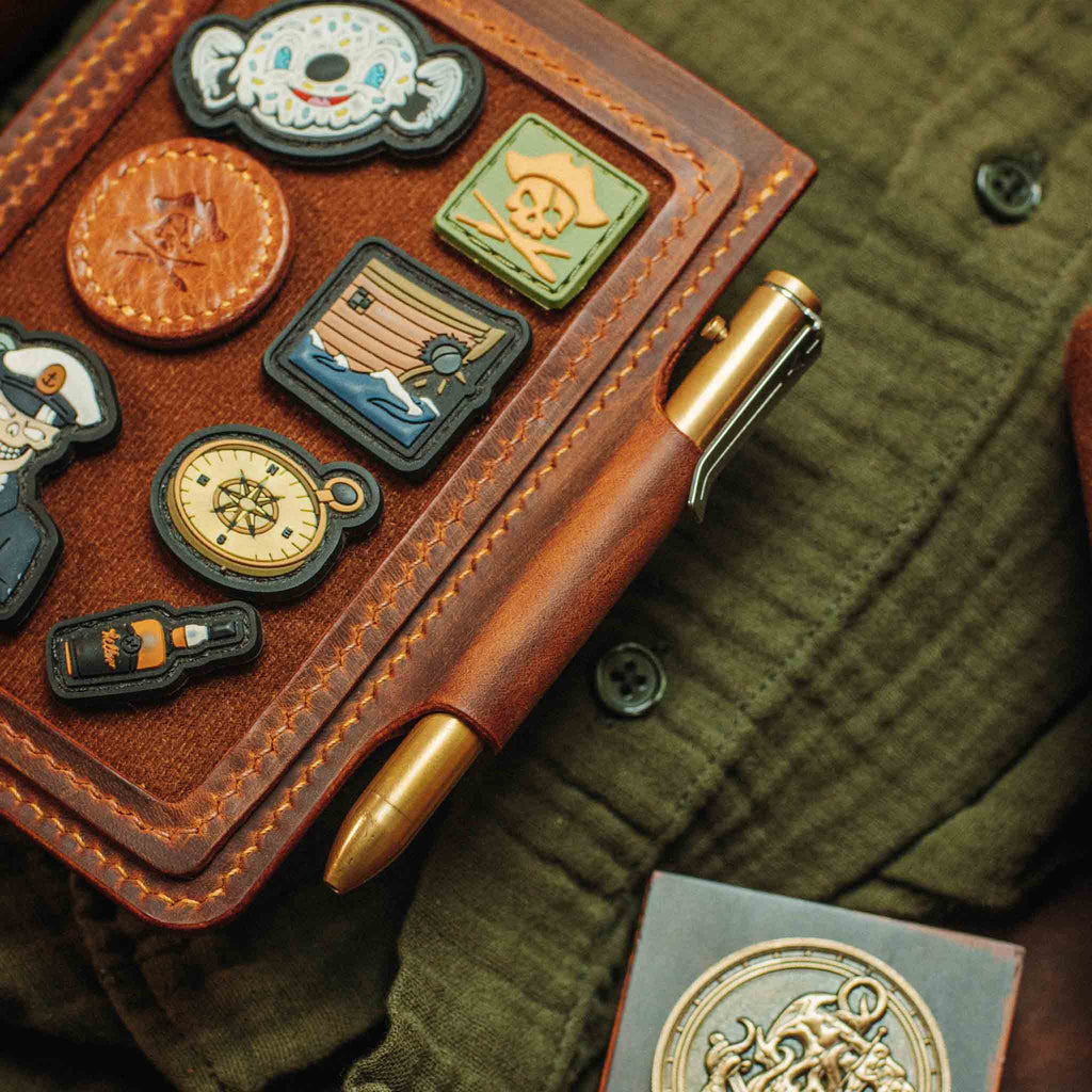 Velcro Journal Cover - Helmsman | Leather Field Notes Holder | Patch Display