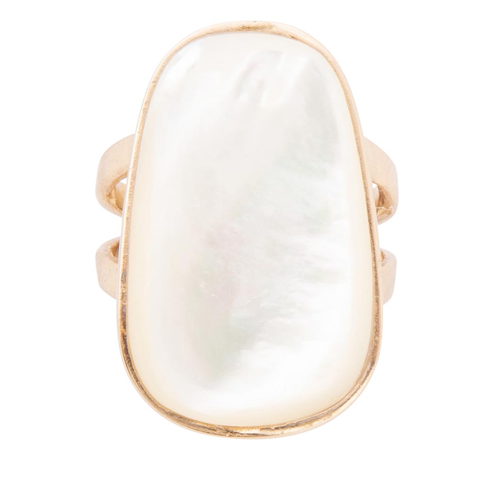 High Class White Mother of Pearl Golden Ring