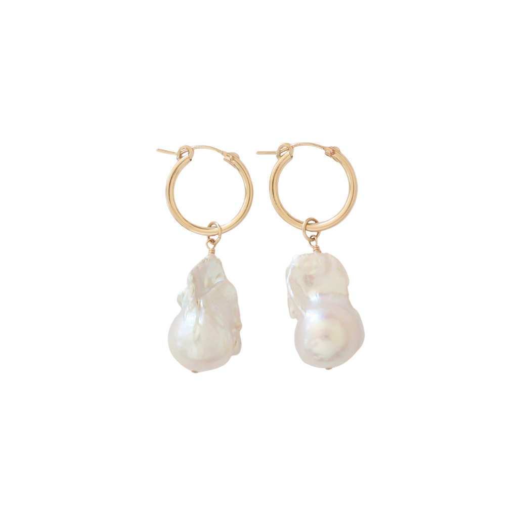 Baroque Pearl Hoop Earrings