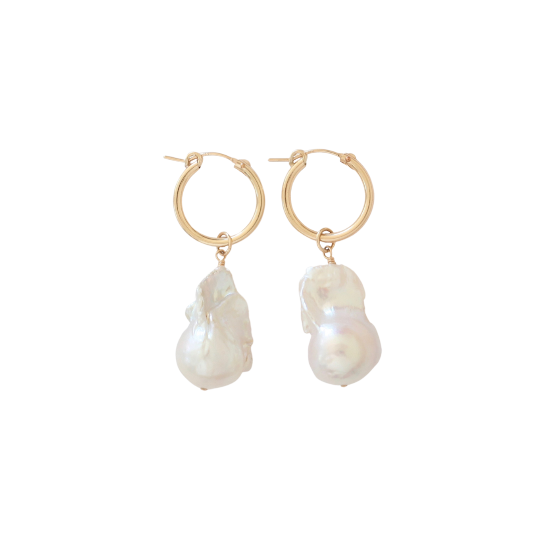 Baroque Pearl Hoop Earrings