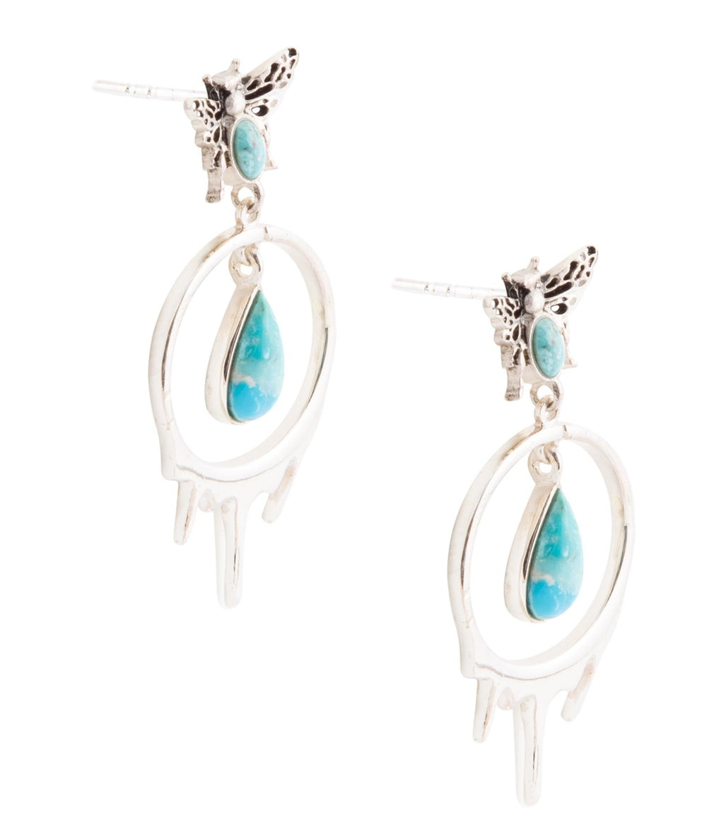 Honey Blue Turquoise Sterling Silver Drop Earrings