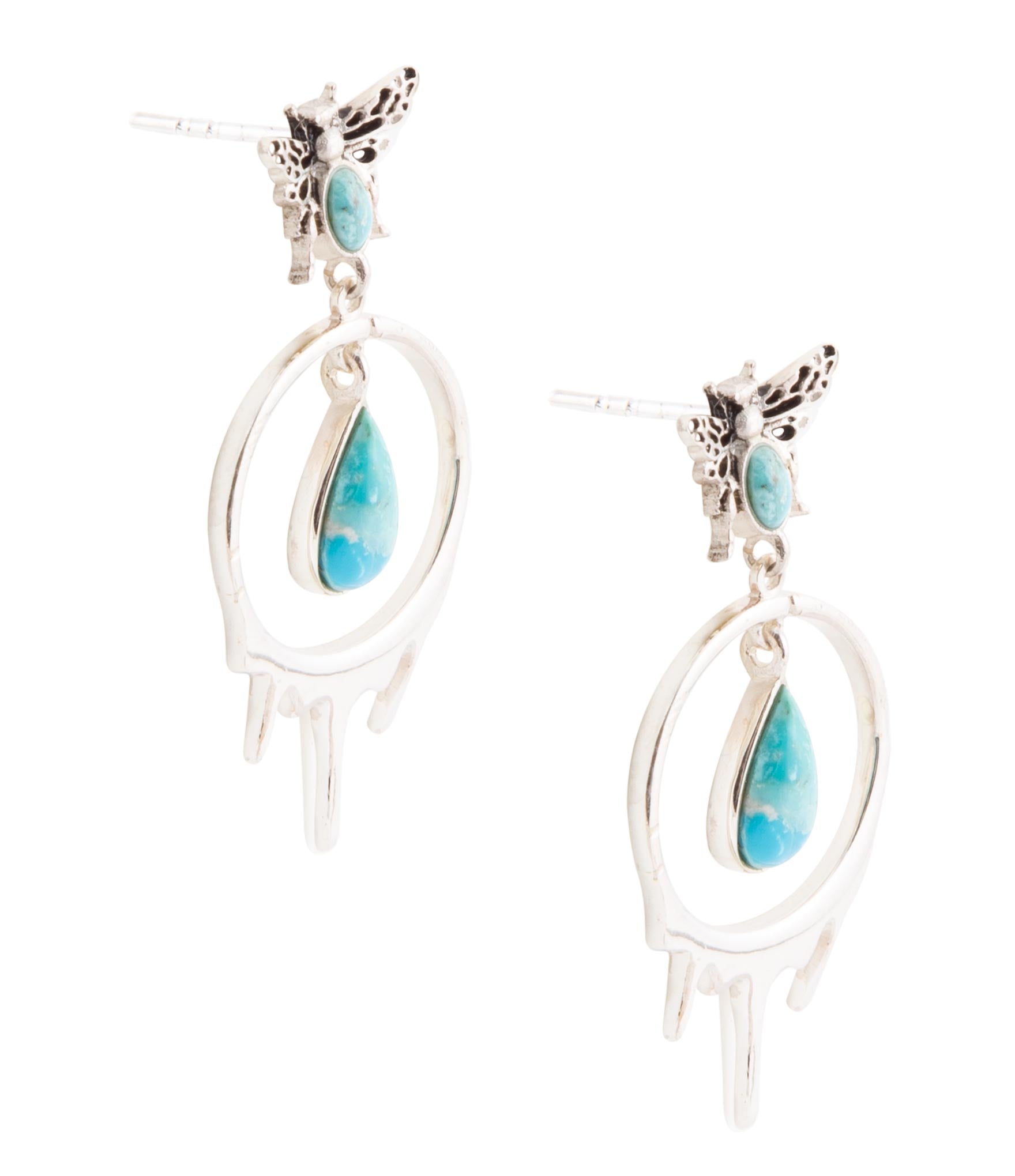 Honey Blue Turquoise Sterling Silver Drop Earrings