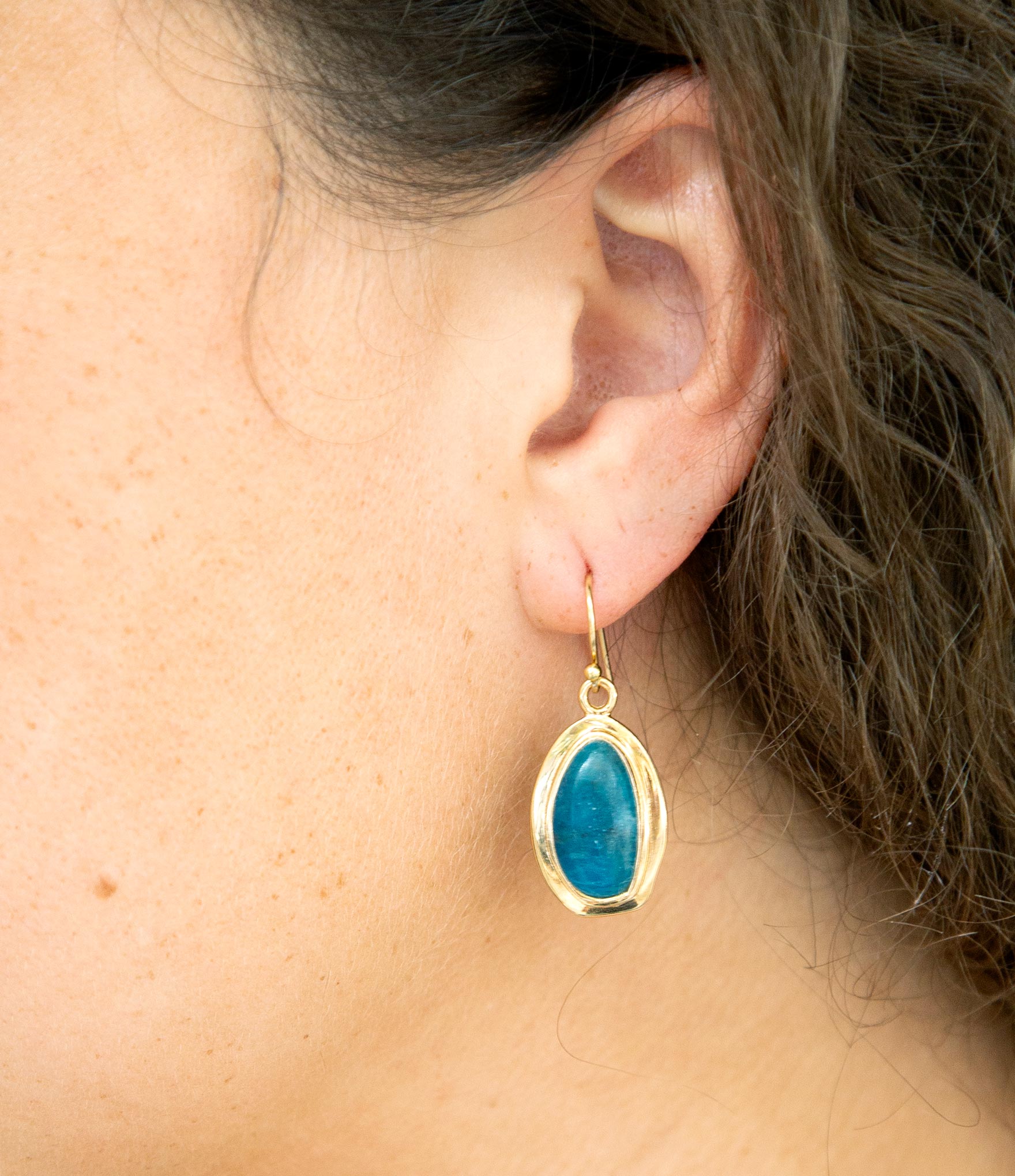 Impressions Blue Apatite Golden Drop Earrings