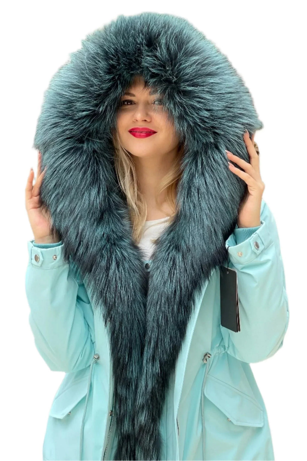 Genuine Silver Fox Fur Parka with Rabbit Fur Insulation