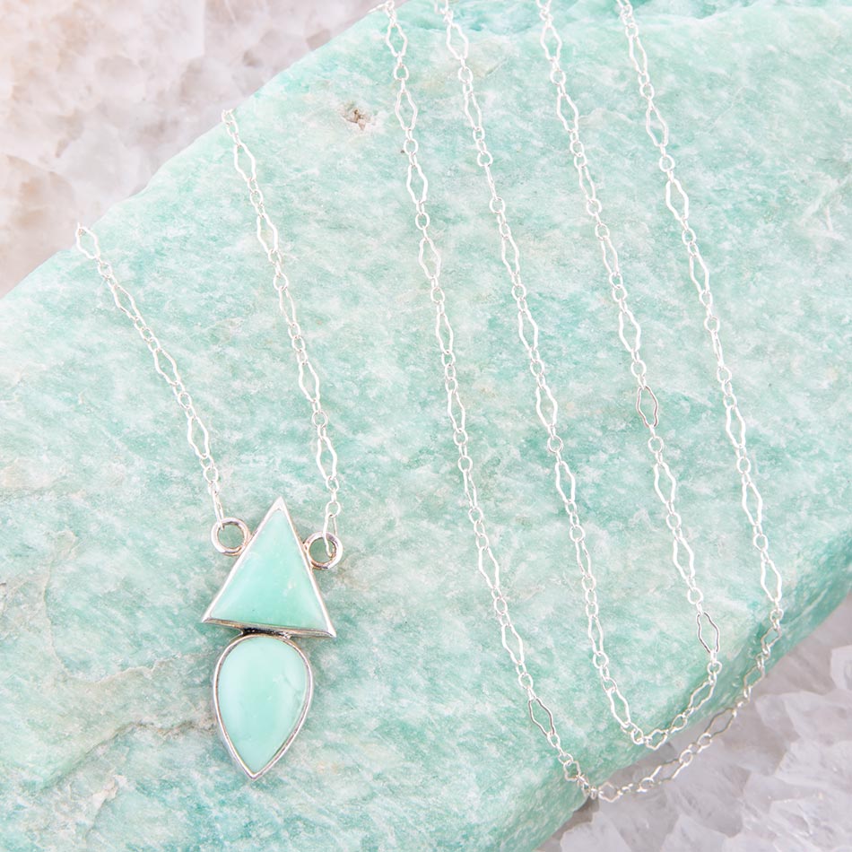 Lahana Green Chrysoprase and Sterling Silver Necklace