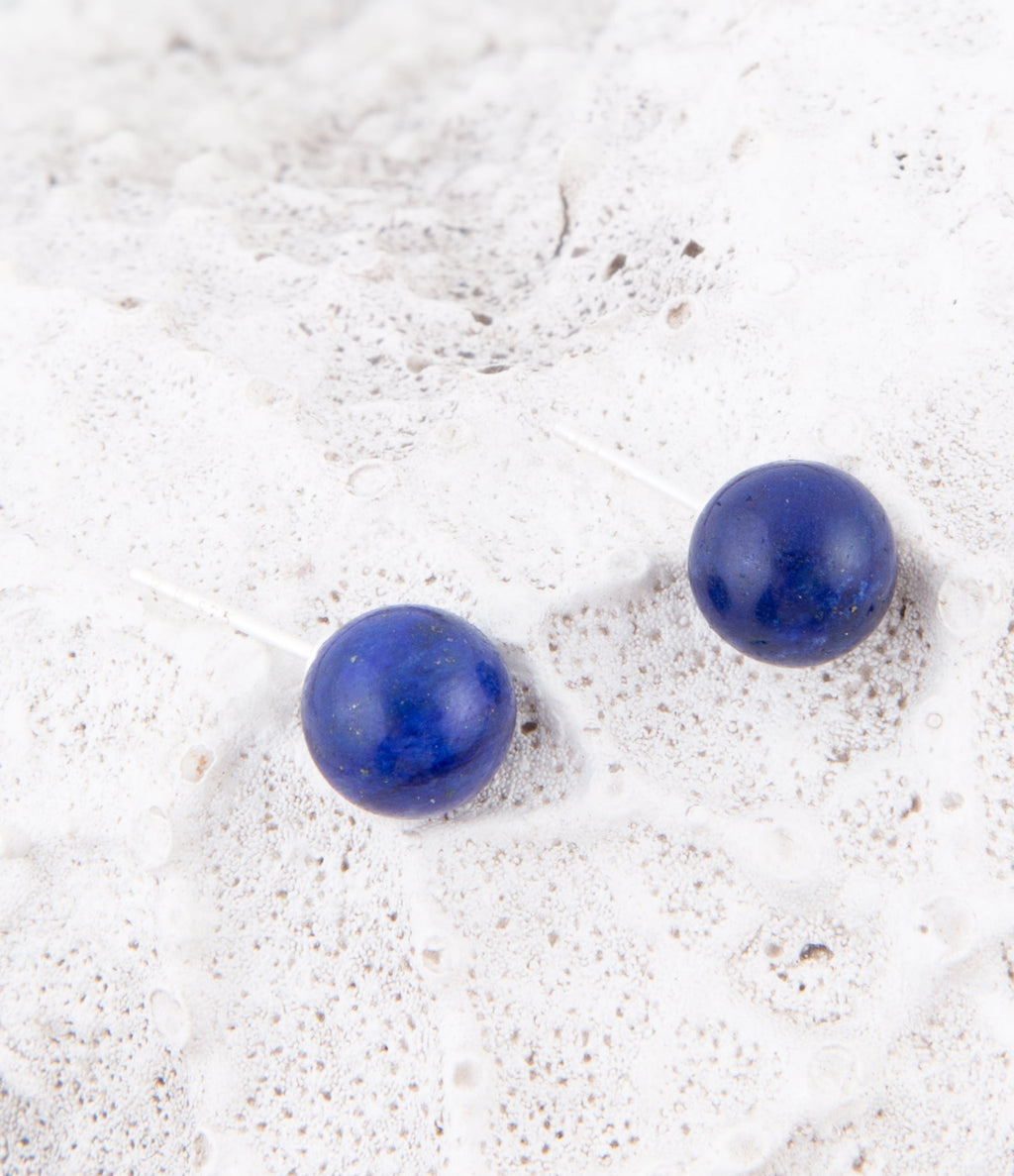 Blue Lapis Sterling Silver Stud Earrings