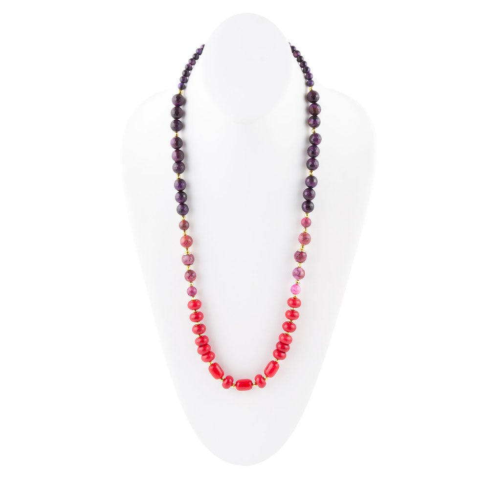Le Rouge Red Magnesite Multi-Stone Long Necklace