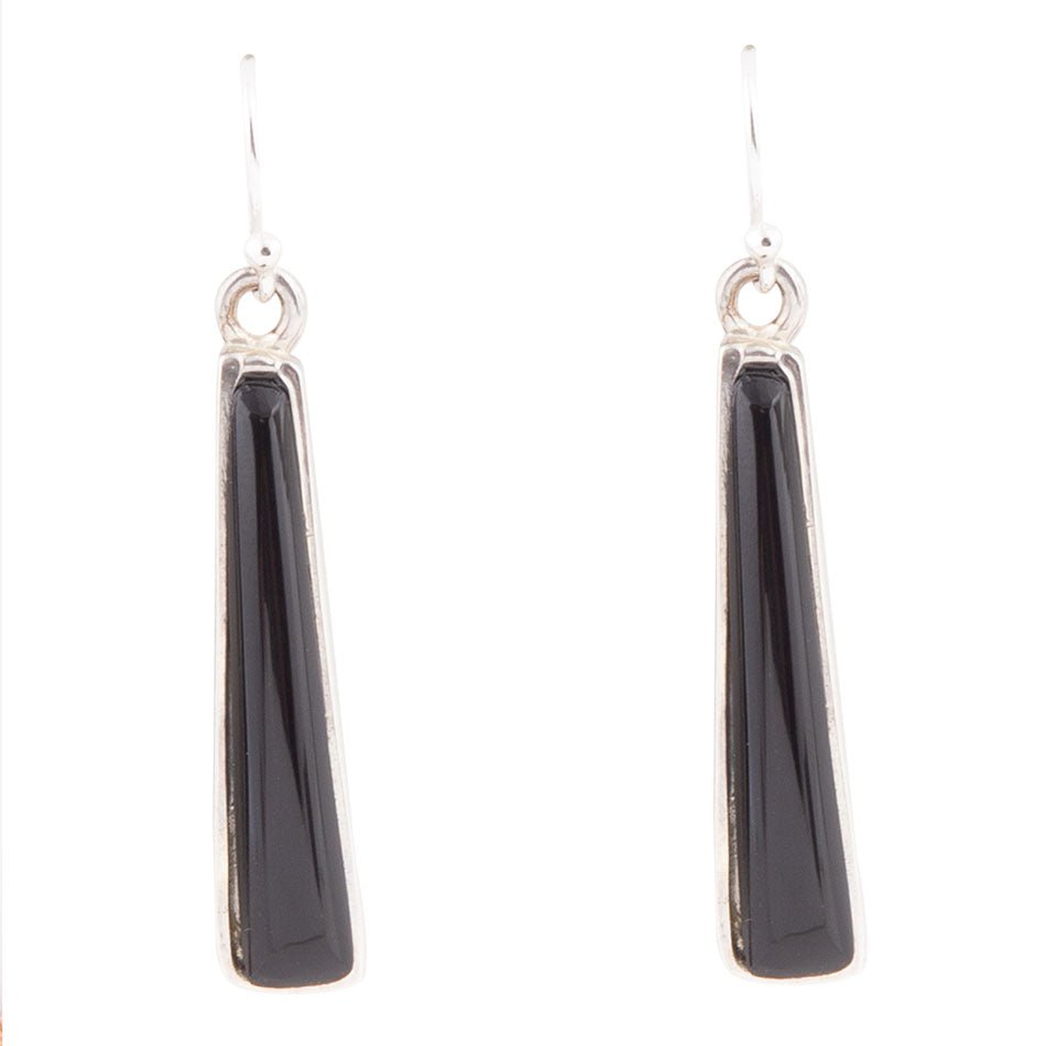 Line Black Onyx Sterling Silver Drop Earrings