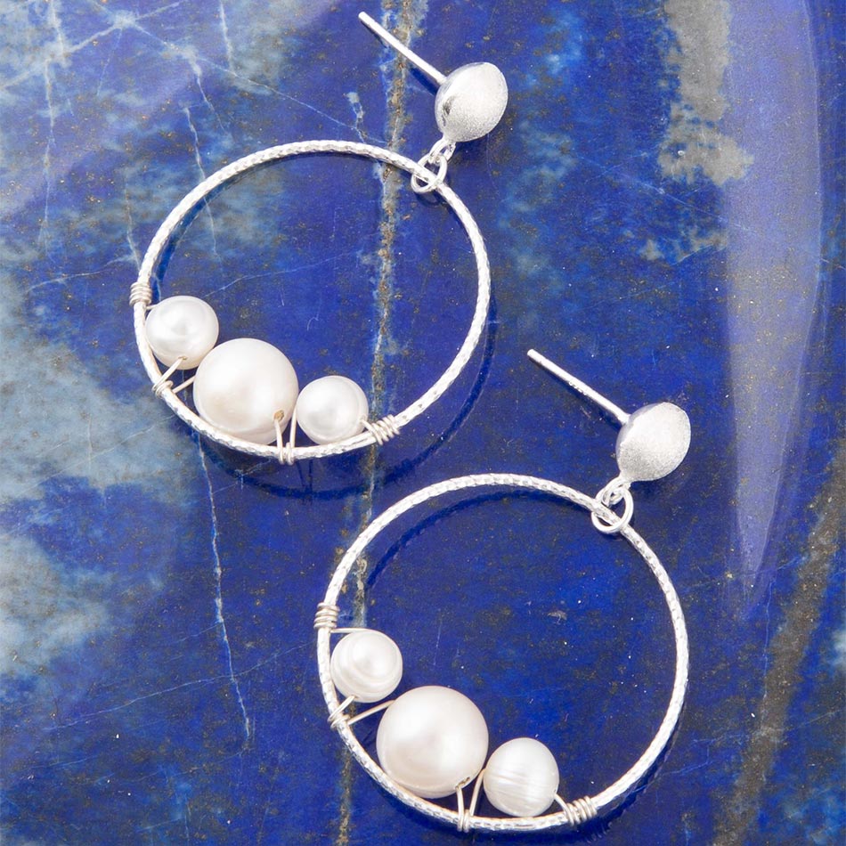 Madie Abstract Pearl and Sterling Silver Earrings