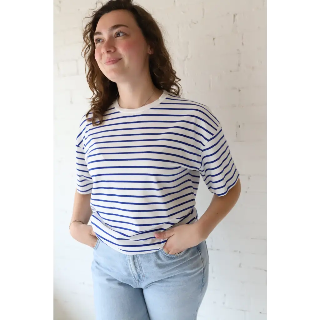 Mary Striped Drop Shoulder Tee