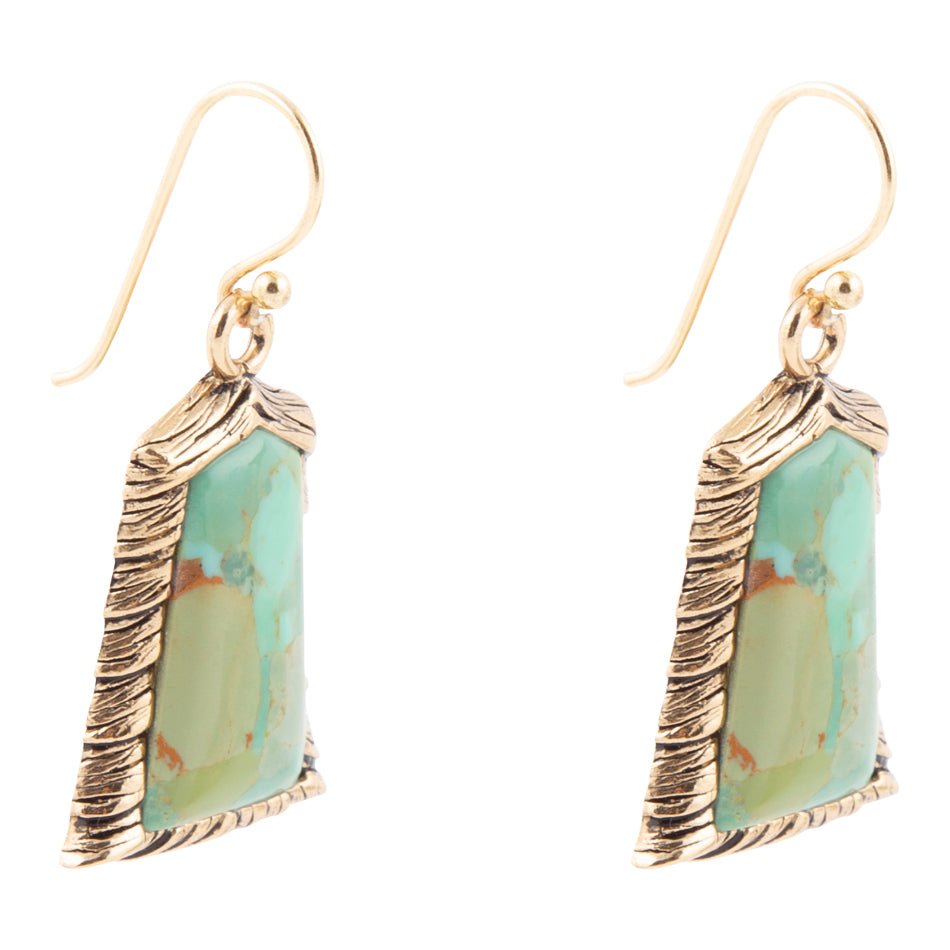 Meriette Blue Turquoise Golden Drop Earrings