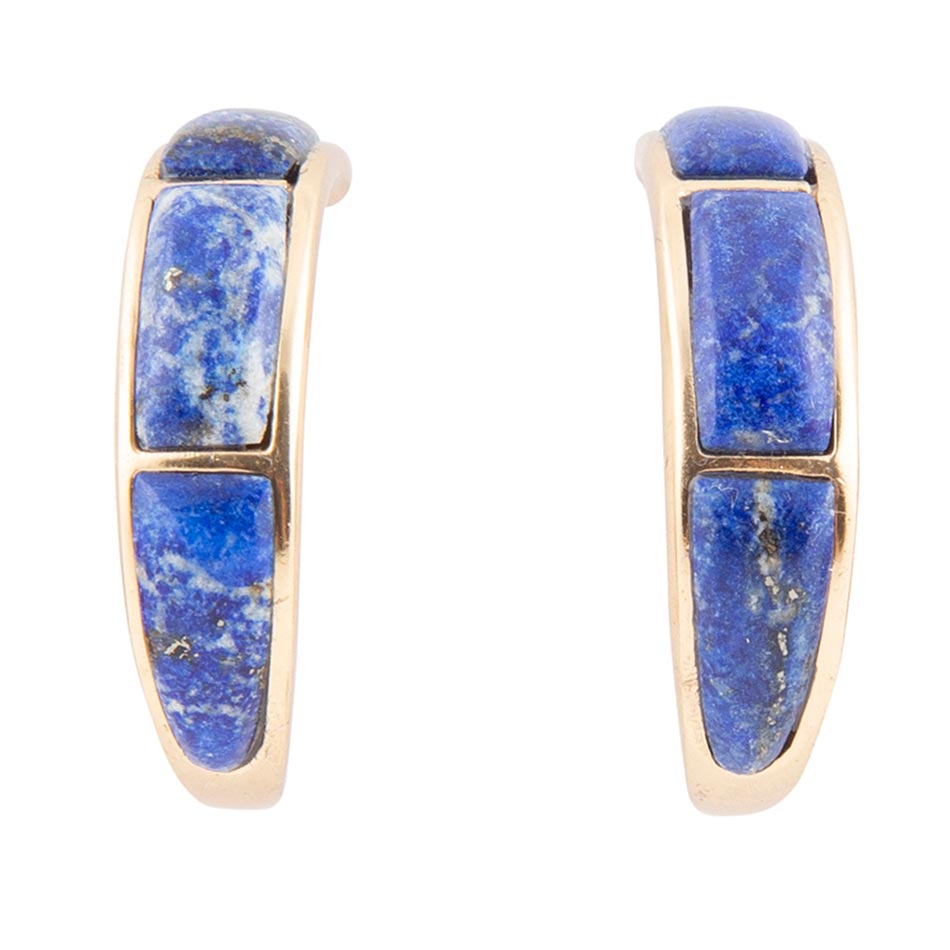 Mila Blue Lapis Hoop Golden Earrings