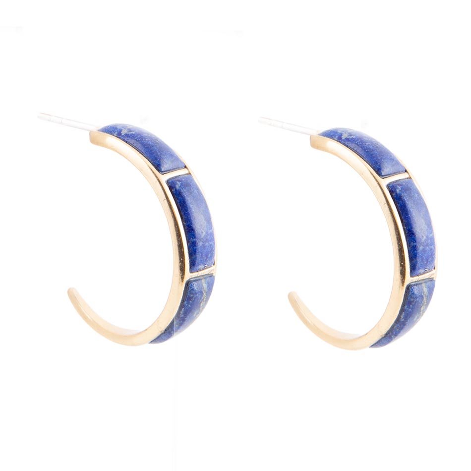 Mila Blue Lapis Hoop Golden Earrings