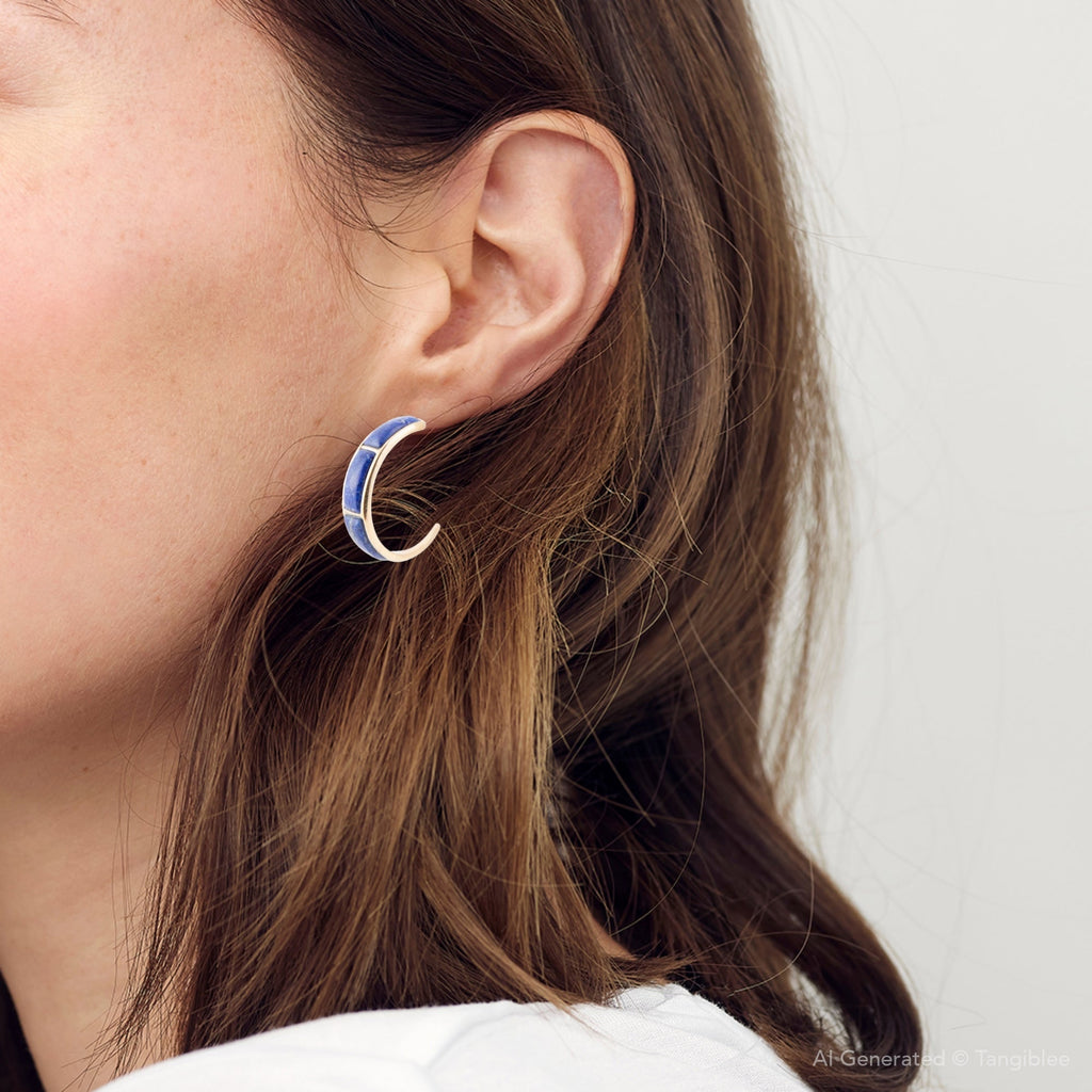 Mila Blue Lapis Hoop Golden Earrings