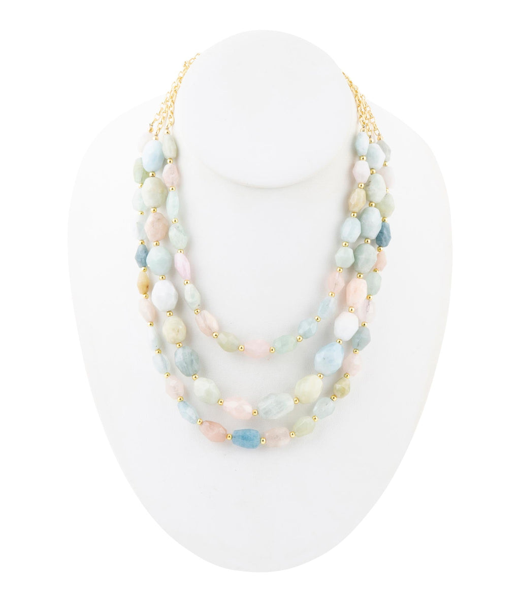 Mixed Morganite Pastel Statement Strand Necklace