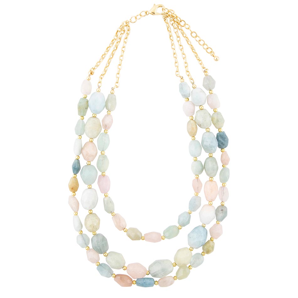 Mixed Morganite Pastel Statement Strand Necklace