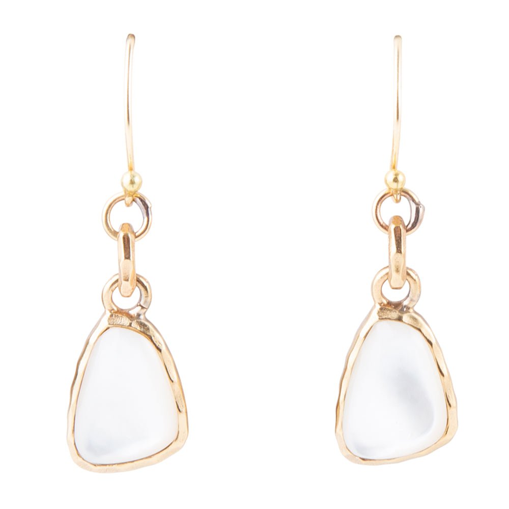 White Mother of Pearl Golden Drop Earrings