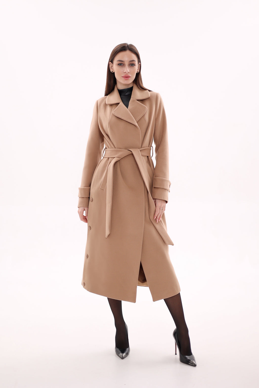 Camille Cashmere Blend Coat in Camel