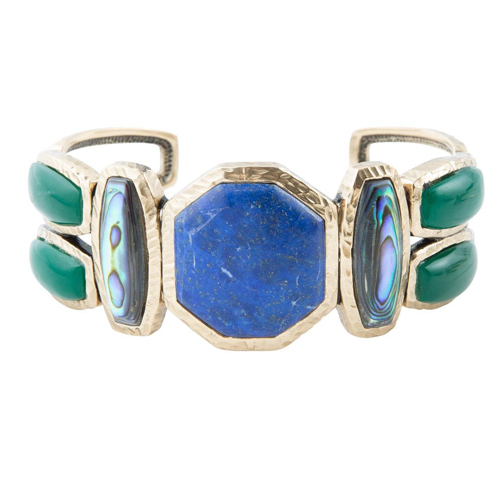 Odyssey Blue Lapis Colorful Golden Cuff Bracelet