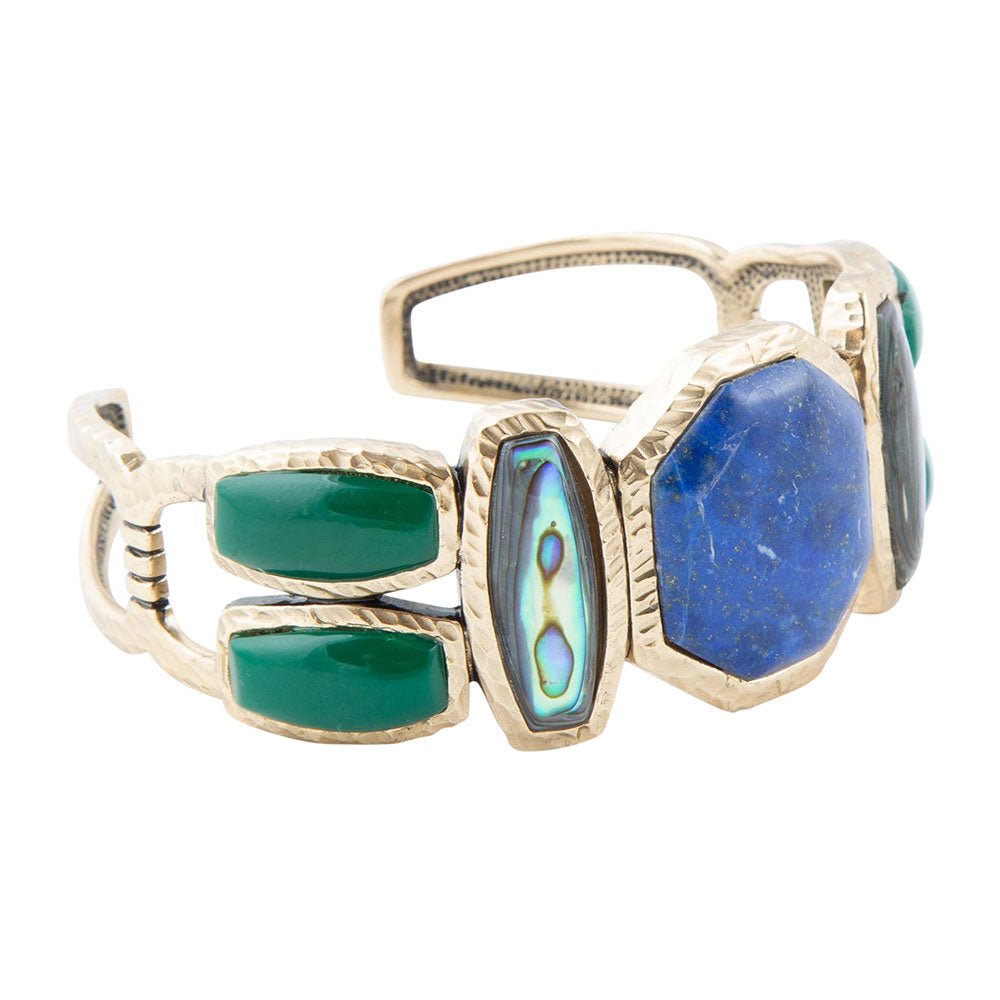 Odyssey Blue Lapis Colorful Golden Cuff Bracelet