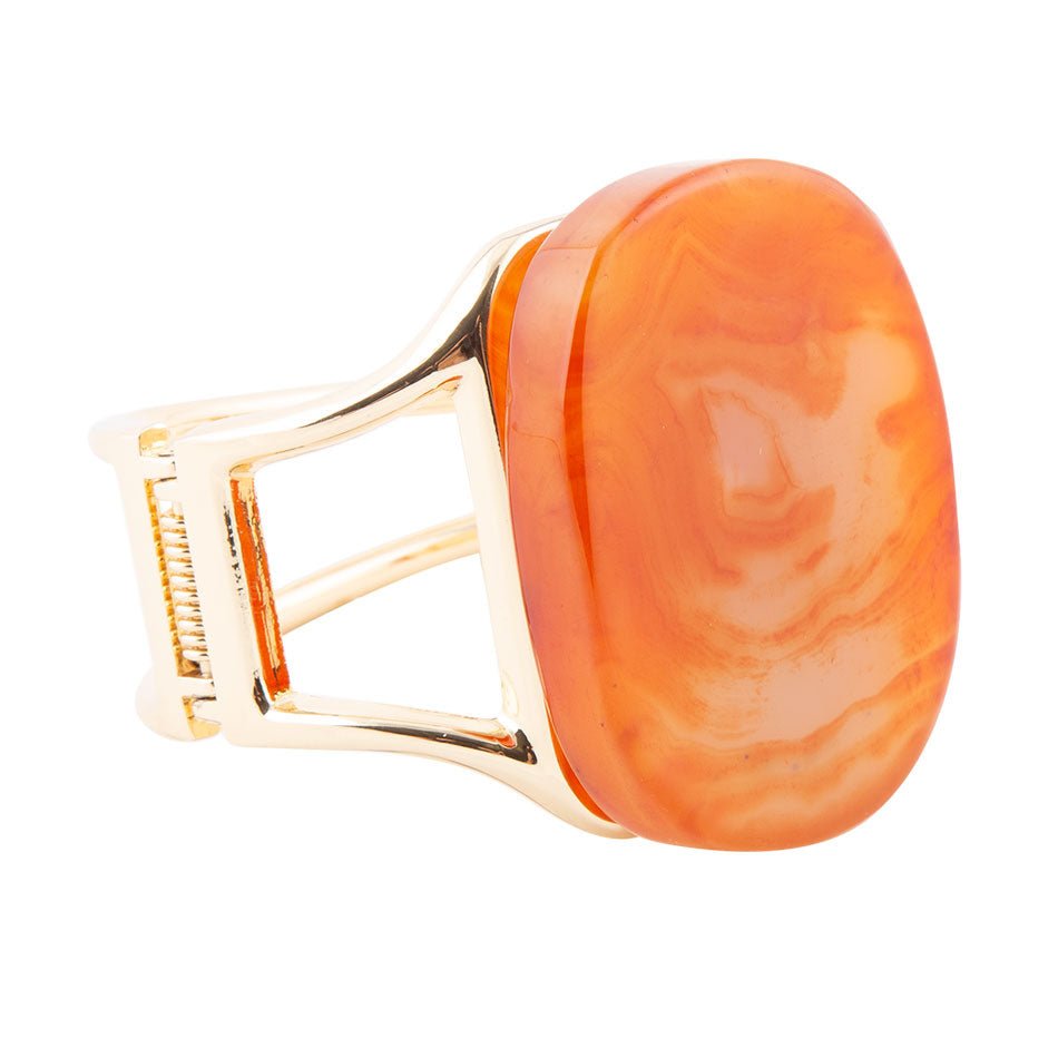 Orange Carnelian Golden Cuff Bracelet