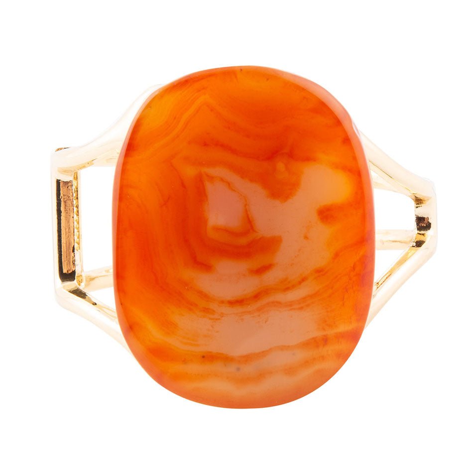 Orange Carnelian Golden Cuff Bracelet