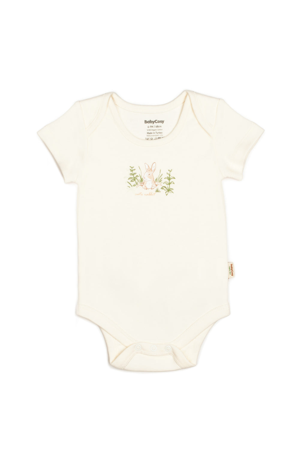 Ecru Bunny Short Sleeve Bodysuit 100% Organic Cotton