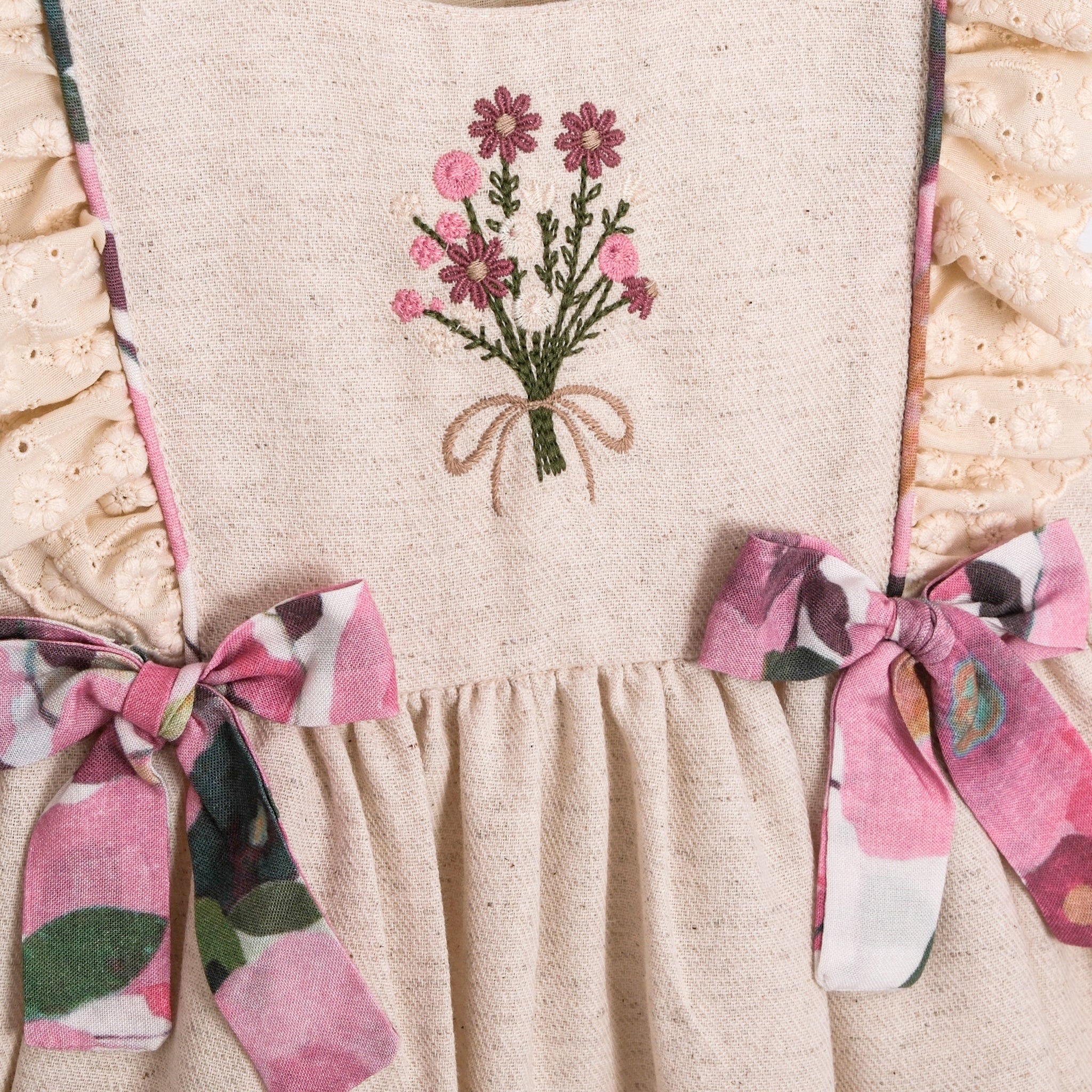 Floral Embroidered Linen Dress