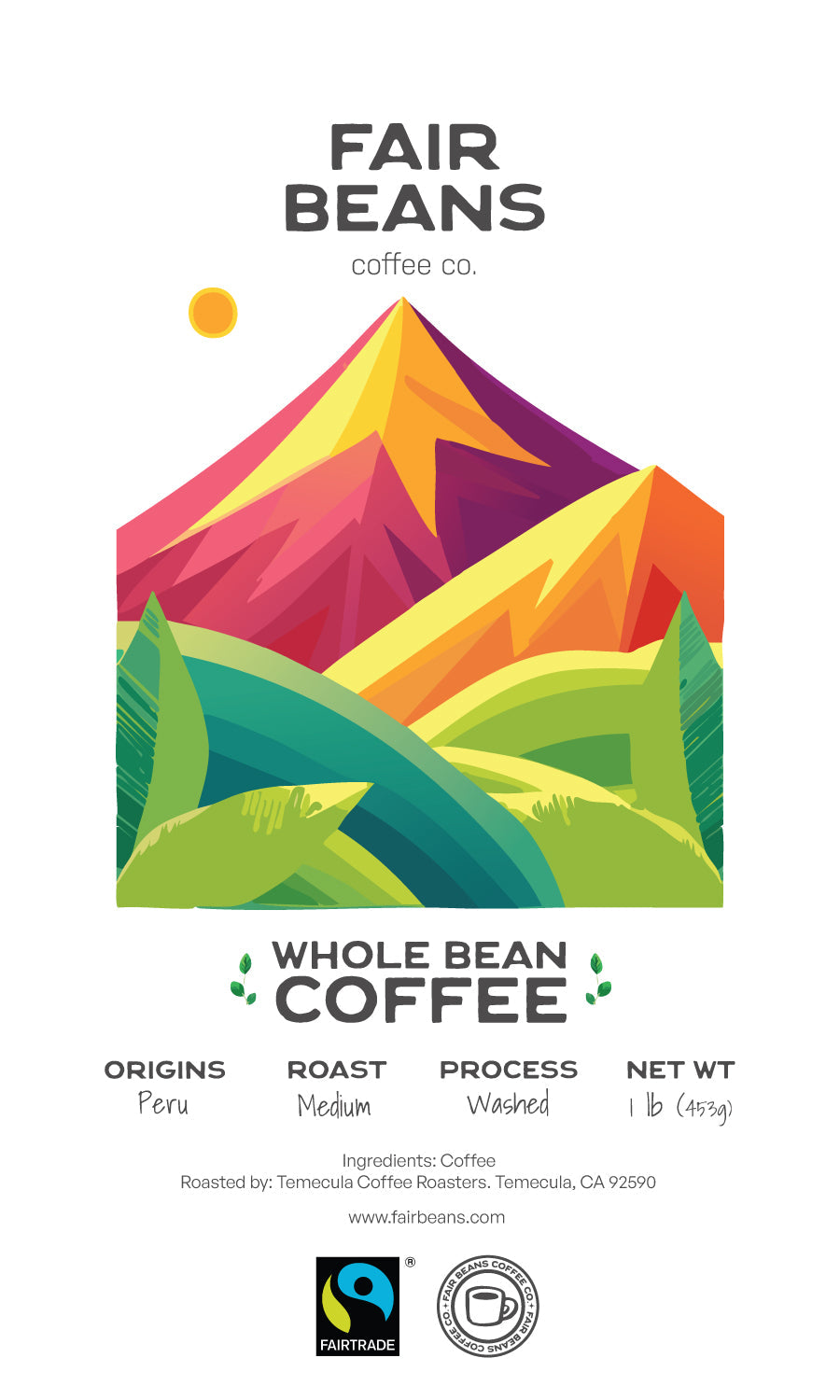 Fairtrade Peru Coffee Beans - Medium Roast