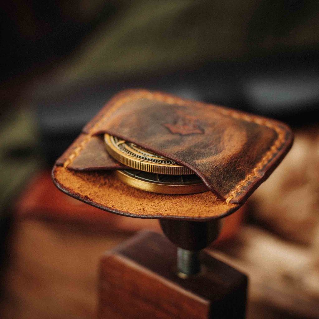 Double Coin Holder - Peso Pocket Duo | Challenge Coin Case | Handcrafted Leather