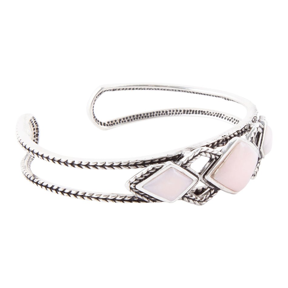 Pink Opal and Sterling Silver Cuff Bracelet