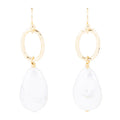 Drops of White Freshwater Pearl Golden Drop Earrings