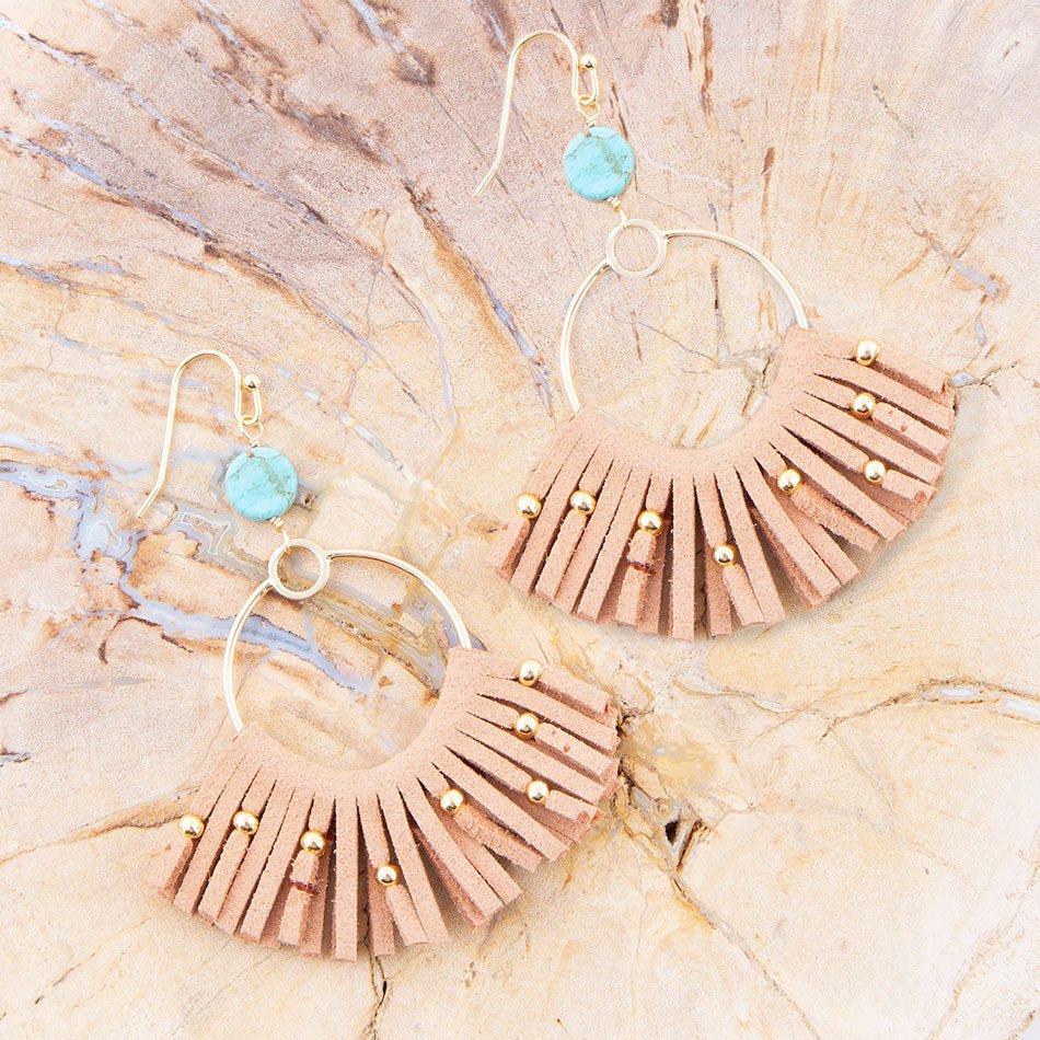 Pueblo Blue Magnesite Golden Fringe Earrings