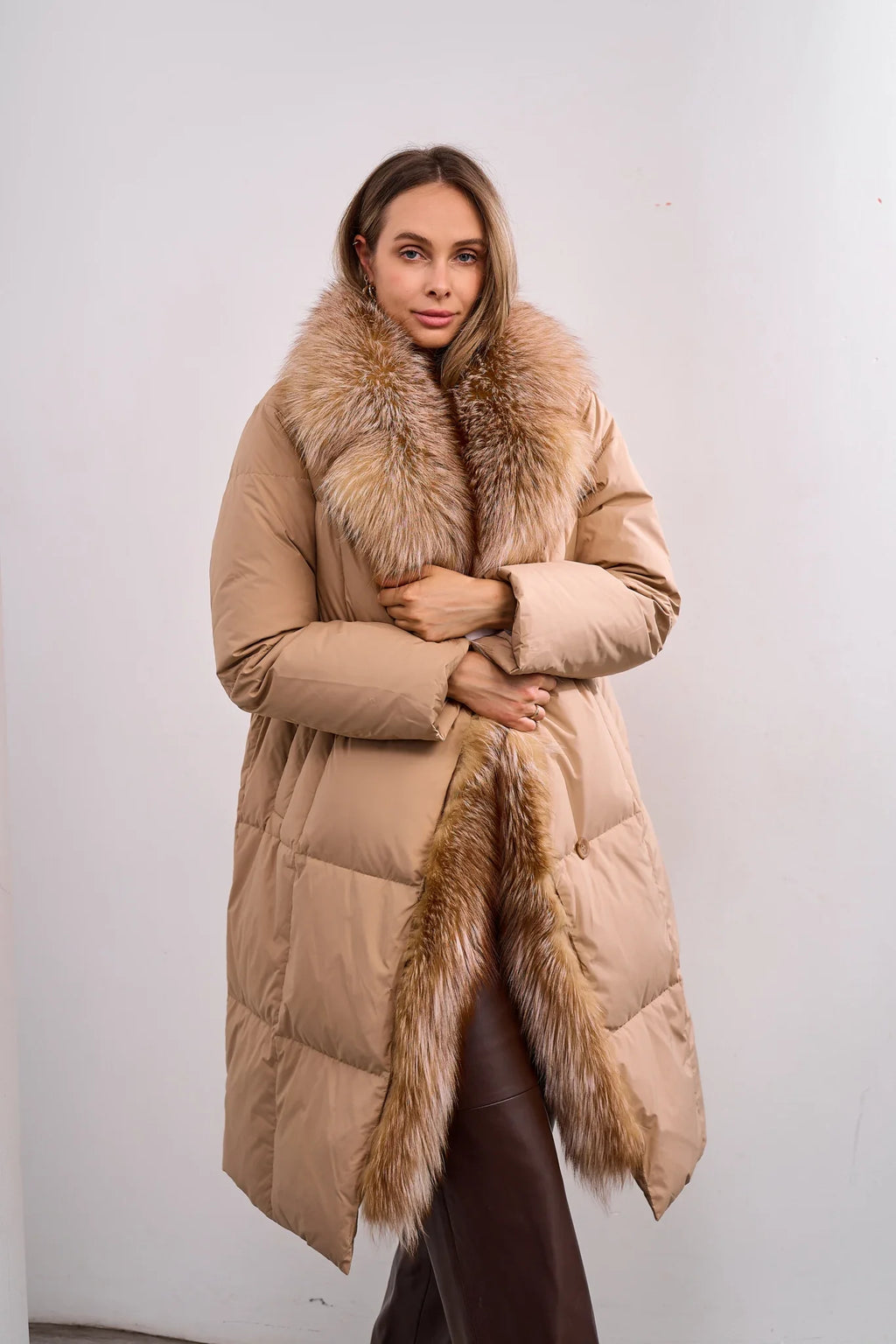 Genuine Polar Fox Premium Down Parka Coat