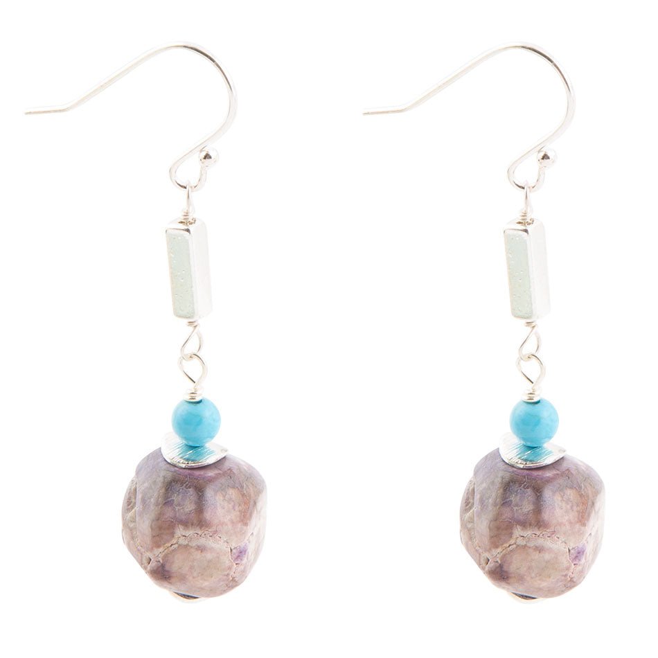 Purple Agate Chucky Sterling Silver Drop Earrings