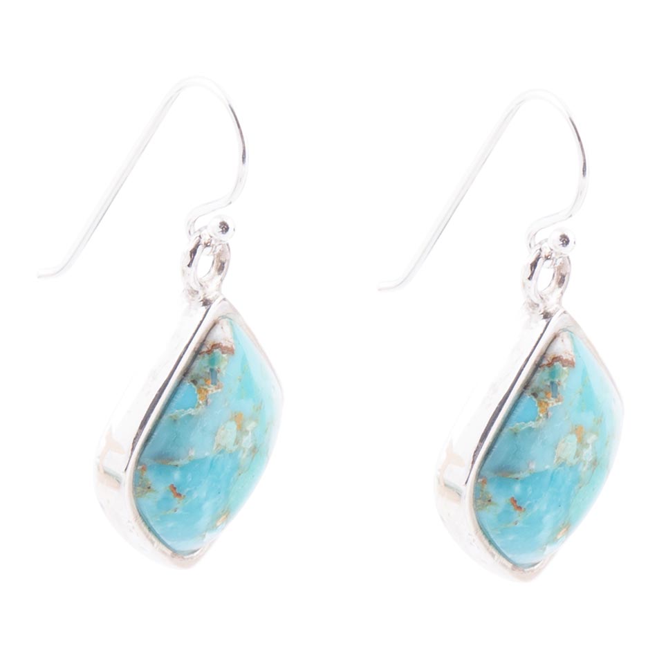 Puzzled Blue Turquoise Sterling Silver Earrings