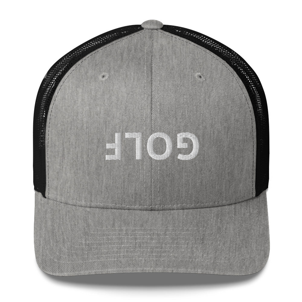 Upside Down Golf Trucker Cap - White Logo