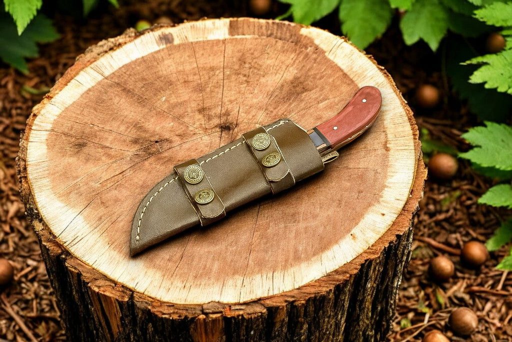 Handmade Damascus Hunting Knife with Exotic Wood Handle